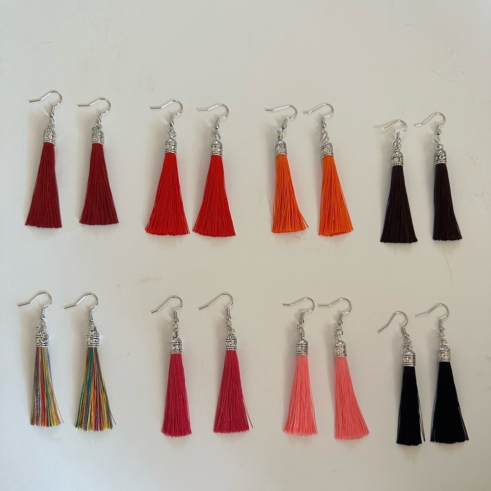Orange tassel earrings - Picture 3 of 3